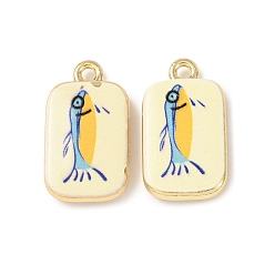 Dolphin Двусторонние печатные подвески из сплава, прямоугольник амулеты, стойки покрытие, золотые, прелести дельфинов, 21.5x12x4 мм, отверстие : 1.8 мм