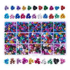 Mixed Color Flower Aluminum Beads, Mixed Color, 6~12x4~7mm, Hole: 1mm, about 1500pcs/box