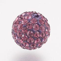 204_Amethyst Czech Rhinestone Beads, PP13(1.9~2mm), Pave Disco Ball Beads, Polymer Clay, Round, 204_Amethyst, 9.5~10mm, Hole: 1.8mm, about 60~70pcs rhinestones/ball