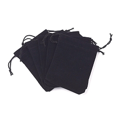 Black Velvet Cloth Drawstring Bags, Jewelry Bags, Christmas Party Wedding Candy Gift Bags, Black, 7x5cm