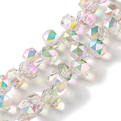 Mint Cream Half Rainbow Plated Electroplate Beads Strands, Faceted, Rondelle, Mint Cream, 8x6mm, Hole: 1.2mm, about 96~98pcs/strand, 20.47~20.87''(52~53cm)