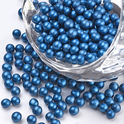 Bleu Acier Perles de rocaille en verre, vernis de cuisson, couleurs opaques, pour la décoration d'art d'ongle, pas de trous / non percés, ronde, bleu acier, 2~2.5 mm, sur 450 g / sac