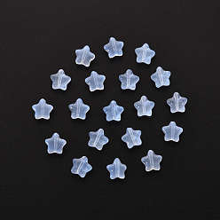 Light Sky Blue 20Pcs Transparent Glass Beads, Star, Light Sky Blue, 8x8.5x4.5mm, Hole: 1mm