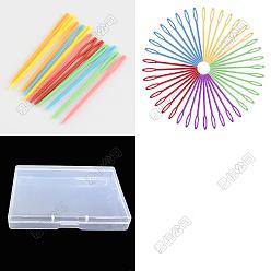 (52) Непрозрачная лаванда 100шт. 2 виды пластиковых спиц для вязания, тупые иглы с большим ушком, детская игла, разноцветные, 71~90 мм, 50 шт / стиль