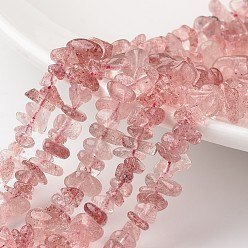 Strawberry Quartz Chip Natural Strawberry Quartz Bead Strands, Dyed & Heated, Grade A+, 7~12x5~8x2~5mm, Hole: 1mm, about 15.7 inch