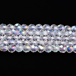 Прозрачный Стеклянные бусины с гальваническим покрытием , с покрытием AB цвета, граненые круглые, прозрачные, 2 мм, отверстие : 0.7 мм, около 160~178 шт / нитка, 34.5~36 см