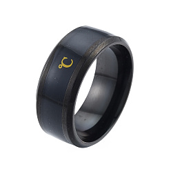 Черный 201 кольцо на палец из нержавеющей стали для женщин, электрофорез черный, внутренний диаметр: 17 мм