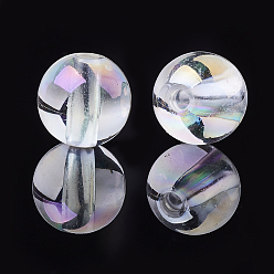 Clear AB Transparent Acrylic Beads, AB Color, Round, Clear AB, 13.5~14mm, Hole: 2.5mm, about 340pcs/500g