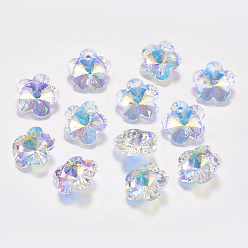 Crystal AB Faceted Glass Rhinestone Charms, Imitation Austrian Crystal, Flower, Crystal AB, 8x8x4mm, Hole: 1mm