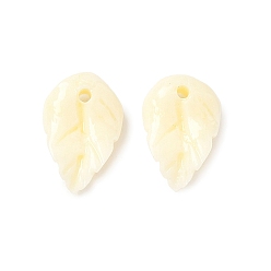 Светло-желтый Синтетические подвески в виде листьев, окрашенные в коралловый цвет, светло-желтый, 11x7x2.5 мм, отверстие : 1.2 мм