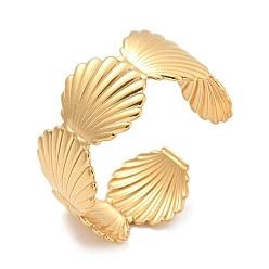 Настоящее золото 14K 304 женские браслеты-манжеты из нержавеющей стали, формы раковины, ионное покрытие (ip), реальный 14 k позолоченный, внутренний диаметр: 2x2-1/8~2-1/4 дюйм (5x5.5~5.7 см)