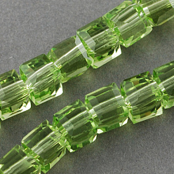 Зелено-Желтый Стеклянные бусины, граненые, кубические, зеленый желтый, 4~5x4~5x4~5 мм, отверстие : 1 мм, 98~100 шт / нитка, 40~43 см