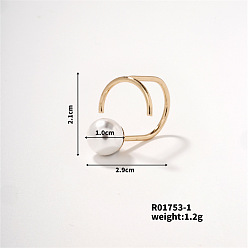 Золотой Модное латунное кольцо-манжета с жемчугом, уникальный геометрический дизайн, золотые