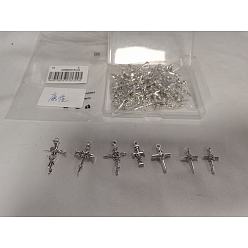 Античное Серебро 70 шт 7 стили подвески из сплава в тибетском стиле, крестик, античное серебро, 25~38x13~23.5x2~4.5 мм, отверстие : 1.5~2.5 мм, 10 шт / стиль