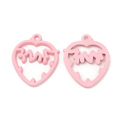 Pink Стойки подвески обшивки сплава, раскрашенные аэрозольной краской клубничные подвески, без кадмия, без никеля и без свинца, розовые, 27x21.5x2 мм, отверстие : 2 мм