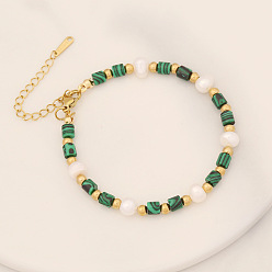 3# Turquoise Bohemian Natural Stone Pearl Bracelet - Fashionable Beaded Jewelry B408
