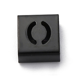 Letter O Ионное покрытие (ip) 304 квадратные подвески-слайдеры из нержавеющей стали, чёрные, Письмо O, 9x8x4 мм, отверстие : 3.5x8.5 мм