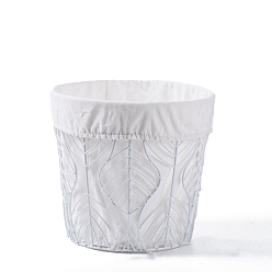 White Iron Storage Basket, Tabletop Waste Basket, Dirty Clothes Basket, White, 245x260mm