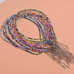 Random color select Bohemian Rainbow Glass Bead Necklace - Sweet and Charming, Beaded Choker.