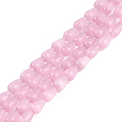 Pink Кошачие глаза, граненые, слеза, розовые, 10x6 мм, отверстие : 1 мм, около 42 шт / нитка, 14.76'' (37.5 см)