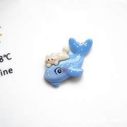 Whale Тема морских организмов смола декоден кабошоны, для поделок аксессуары для волос, кит, 30x25 мм