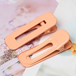 Orange Macaron Color Alloy Alligator Hair Clips, Hollowed Hair Accessories for Girls Women, Rectangle, Orange, 60x23mm