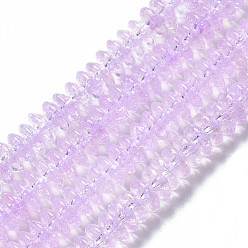 Plum Crackle Glass Beads, Dyed & Heated, Rondelle, Plum, 6x3.5mm, Hole: 1.2mm, about 147pcs/strand, 15.23 inch(38.7cm)