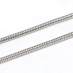 Stainless Steel Color 304 Stainless Steel Round Snake Chains, Soldered, Stainless Steel Color, 1.2mm