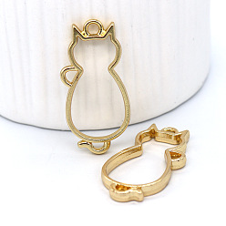 Light Gold Alloy Open Back Bezel Cat Shape Pendants, for DIY UV Resin, Epoxy Resin, Pressed Flower Jewelry, Light Gold, 38x18x3.3mm