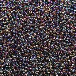 (RR294) Transparent Dark Smoky Amethyst AB Миюки круглые бусины рокайль, японский бисер, 11/0, (rr294) прозрачный темный дымчатый аметист ab, 2x1.3 мм, отверстие : 0.8 мм, Около 50000 шт / фунт