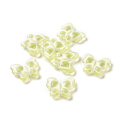 Yellow Green Spray Painted Transparent Acrylic Beads,  Butterfly, Yellow Green, 17.5x21x6mm, Hole: 1.6mm, about 415pcs/500g