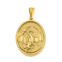 Золотой Ионное покрытие (ip) 304 подвески из нержавеющей стали, овал с подвеской в виде летучей мыши, золотые, 35.5x26x4 мм, отверстие : 9.5x5 мм