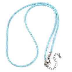 Голубой 2мм круглый нейлоновый миланский шнур для изготовления ожерелья, с латунными выводами и 303 застежками из лобстера из нержавеющей стали, цвет нержавеющей стали, голубой, 18.50~18.70 дюйм (47~47.5 см)