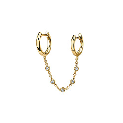 Golden (single) Chic Diamond Chain Handcuff Earrings for Trendy Girls - S925 Ear Cuffs & Studs