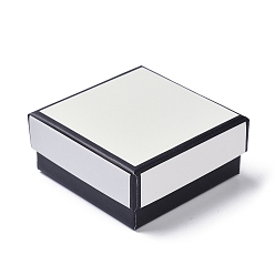 White Paper Jewelry Set Boxes, with Black Sponge, for Necklaces and Earring, Square, White, 7.2x7.3x3.1cm