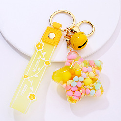 17.Pentagram-Yellow Cute Cartoon 5-Star Oil Keychain Candy Ocean Keyring Creative Flower Camera Pendant
