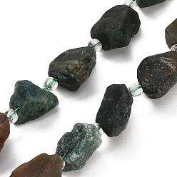 Indian Agate Natural Indian Agate Beads Strands, Raw Rough, Nuggets, with Seed Beads, 13~23x12~16x6~13mm, Hole: 1mm, about 11~13pcs/strand, 7.44''(18.9cm)~7.99''(20.3cm)