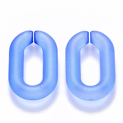 Royal Blue Transparent Acrylic Linking Rings, Quick Link Connectors, for Cable Chains Making, Frosted, Oval, Royal Blue, 31x19.5x5.5mm, Inner Diameter: 19.5x7.5mm