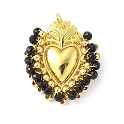 Черный Сплав стекла подвески, сердце, с петлей, долговечный, без кадмия и без свинца, стойки покрытие, реальный 18 k позолоченный, чёрные, 31x28x7.5 мм, отверстие : 5.6 мм