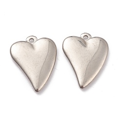 Stainless Steel Color 304 Stainless Steel Pendants, Heart, Stainless Steel Color, 21.5x17x3mm, Hole: 1.6mm