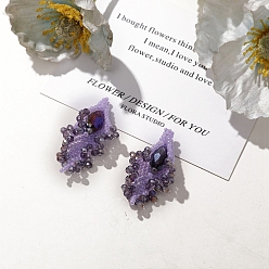 Фиолетовый Стеклянные подвески из бисера, общие чары каллилии, фиолетовые, 40x20 мм