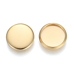 Golden 304 Stainless Steel Plain Edge Bezel Cups, Cabochon Settings, Flat Round, Golden, Tray: 10mm, 11.5x1.8mm