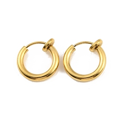 Real 18K Gold Plated Ion Plating(IP) 304 Stainless Steel Clip-on Earrings, For Non-pierced Ears, Real 18K Gold Plated, 12x2mm