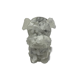 Howlite Resin Dog Display Decoration, with Natural Howlite Chips inside Statues for Home Office Decorations, 25x30x40mm