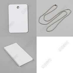 Rectangle 45 шт. пустые двухсторонние алюминиевые подвески с термопереносом, любимая бирка, белые, 45Изготовление ожерелья из железного шара, прямоугольные, 45x30x1 мм, отверстие : 4 мм