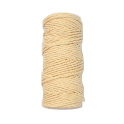 Wheat 4-Ply 100M Cotton Macrame Cord, Macrame Twisted Cotton Rope, for Wall Hanging, DIY Crafts, Wheat, 3mm, about 109.36 Yards(100m)/Roll
