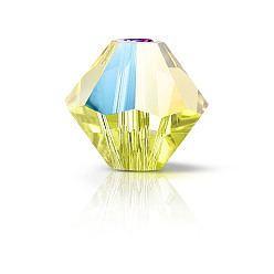 80310 201 Citrine Glitter Хрустальные бусины preciosa®, чешский хрусталь, биконус(451 69 302 рондель), 80310 201 цитриновый блеск, 4 мм, отверстие : 0.8 мм