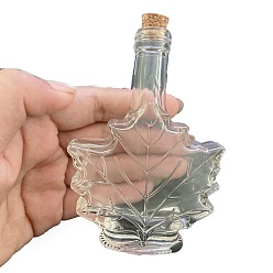 Leaf Glass Bead Containers, Wishing Bottles, with Cork, Leaf, 7.8x11.7cm