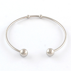Couleur Acier Inoxydable Résistant au ternissement 304 fabrication de bracelets manchettes en acier inoxydable, avec 201 billes en acier inoxydable, couleur inox, 57mm