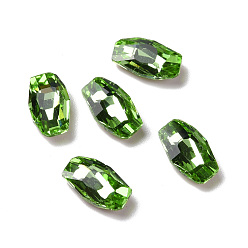 Peridot K9 Glass Rhinestone Cabochons, Pointed Back & Back Plated, Rectangle, Peridot, 10x5.5x3mm